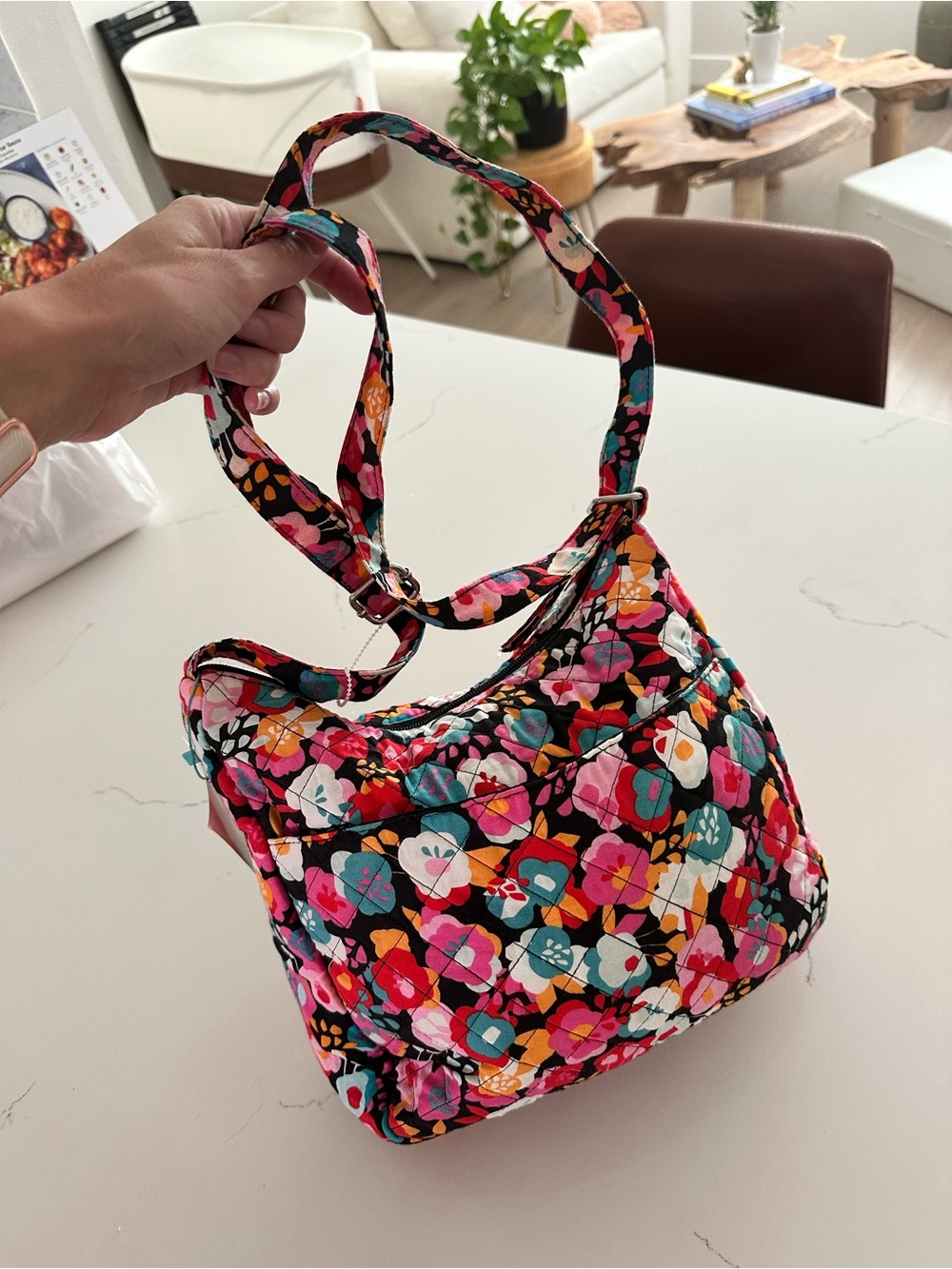 Floral Quilted Shoulder Bag - Multicolor